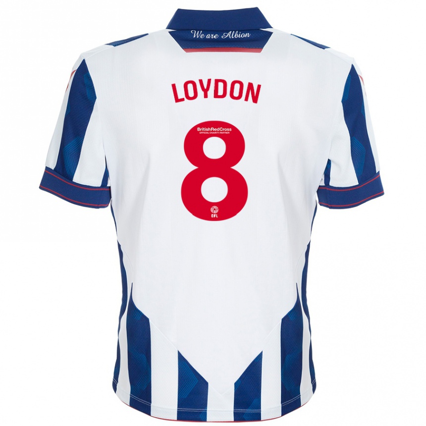 Niño Fútbol Camiseta Abi Loydon #8 Blanco Azul Oscuro 1ª Equipación 2024/25