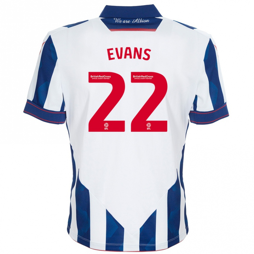 Niño Fútbol Camiseta Kate Evans #22 Blanco Azul Oscuro 1ª Equipación 2024/25