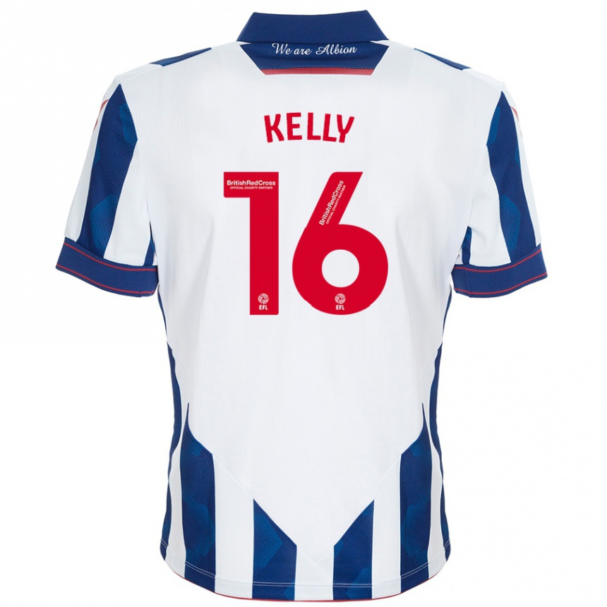 Niño Fútbol Camiseta Martin Kelly #16 Blanco Azul Oscuro 1ª Equipación 2024/25