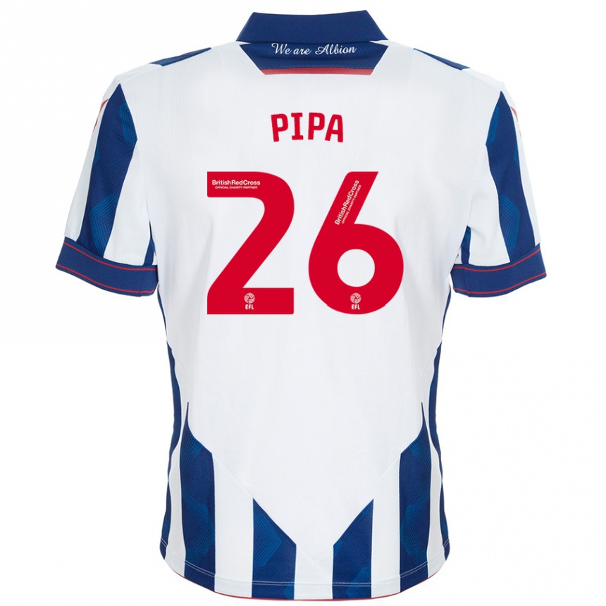 Niño Fútbol Camiseta Pipa #26 Blanco Azul Oscuro 1ª Equipación 2024/25