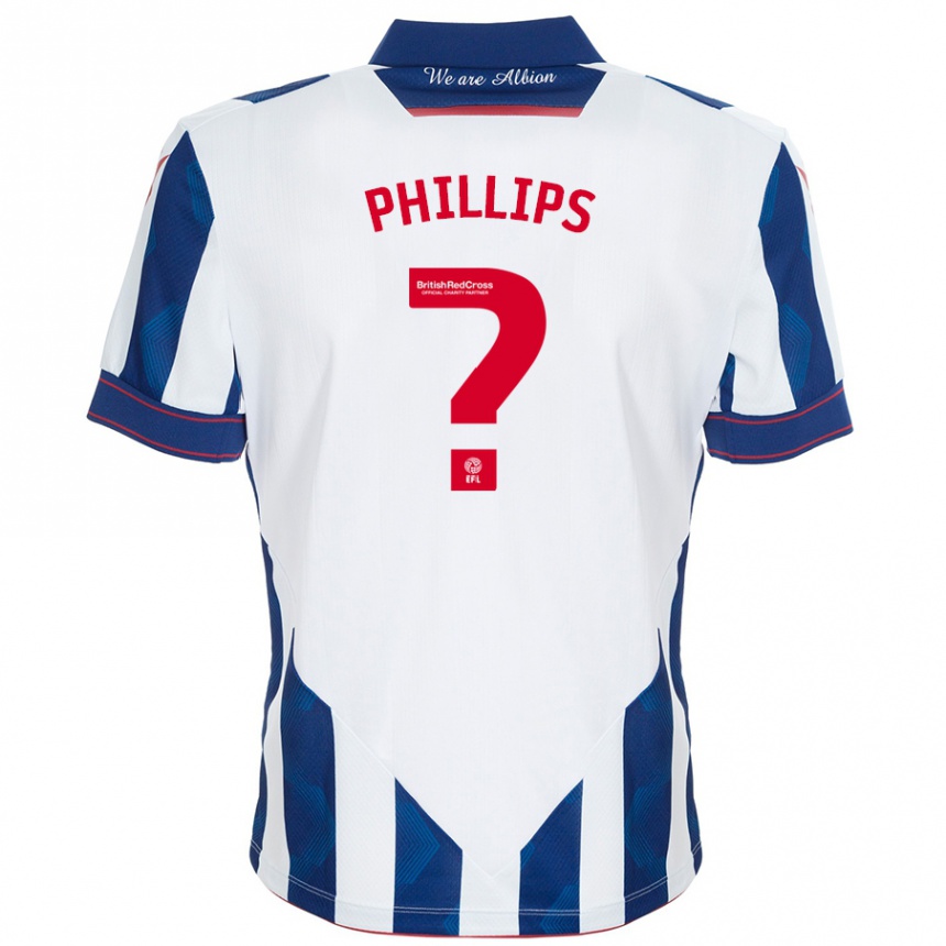 Niño Fútbol Camiseta Narel Phillips #0 Blanco Azul Oscuro 1ª Equipación 2024/25