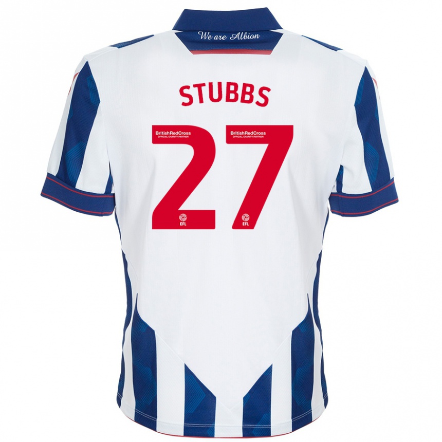 Niño Fútbol Camiseta Olivia Stubbs #27 Blanco Azul Oscuro 1ª Equipación 2024/25