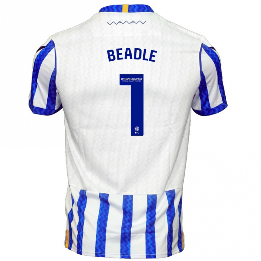 Niño Fútbol Camiseta James Beadle #1 Azul Blanco 1ª Equipación 2024/25