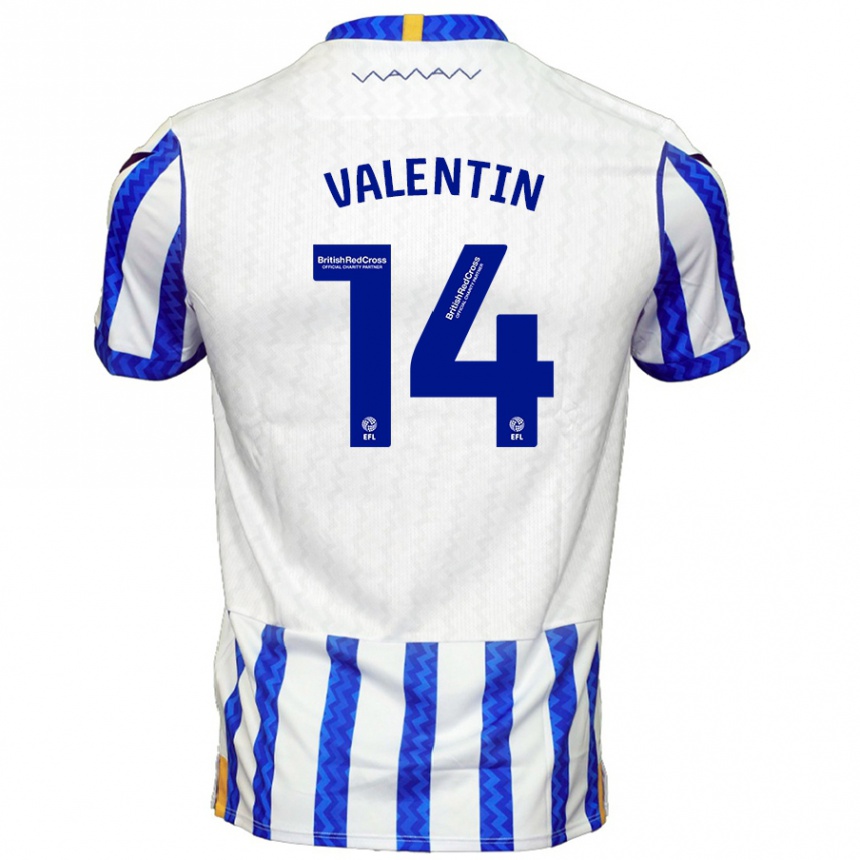 Niño Fútbol Camiseta Pol Valentín #14 Azul Blanco 1ª Equipación 2024/25