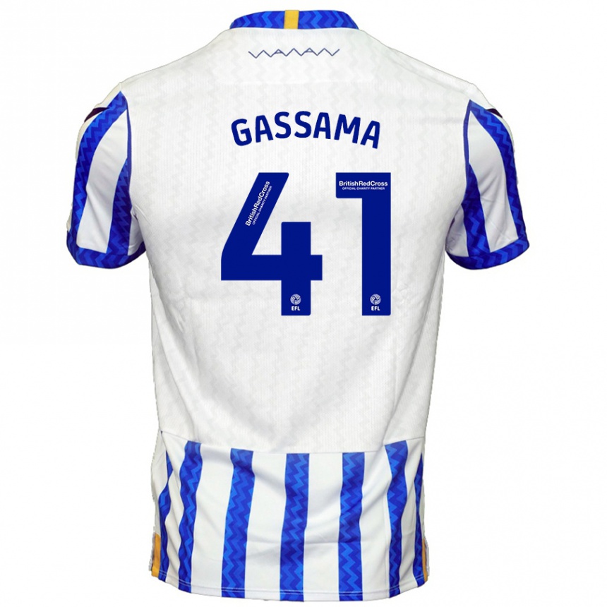 Niño Fútbol Camiseta Djeidi Gassama #41 Azul Blanco 1ª Equipación 2024/25