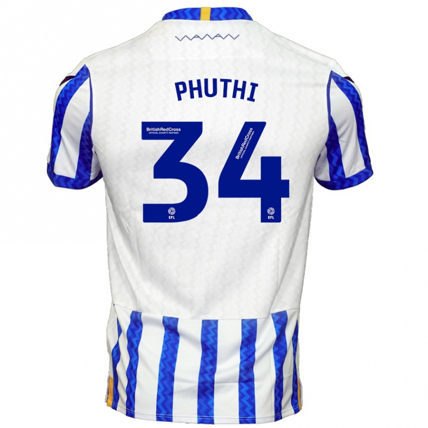 Niño Fútbol Camiseta Joey Phuthi #34 Azul Blanco 1ª Equipación 2024/25