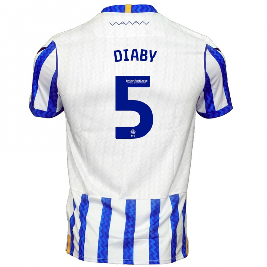 Niño Fútbol Camiseta Bambo Diaby #5 Azul Blanco 1ª Equipación 2024/25