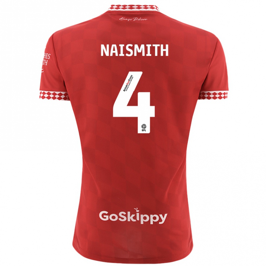 Niño Fútbol Camiseta Kal Naismith #4 Rojo 1ª Equipación 2024/25