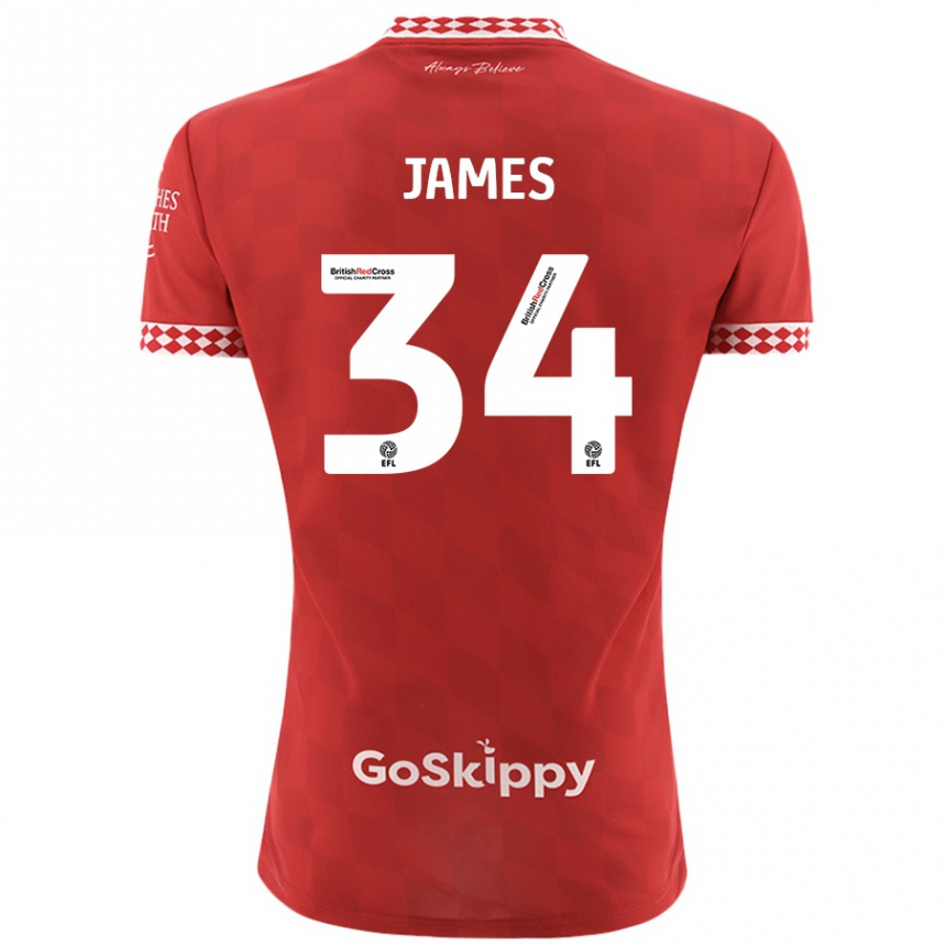 Niño Fútbol Camiseta Joseph James #34 Rojo 1ª Equipación 2024/25