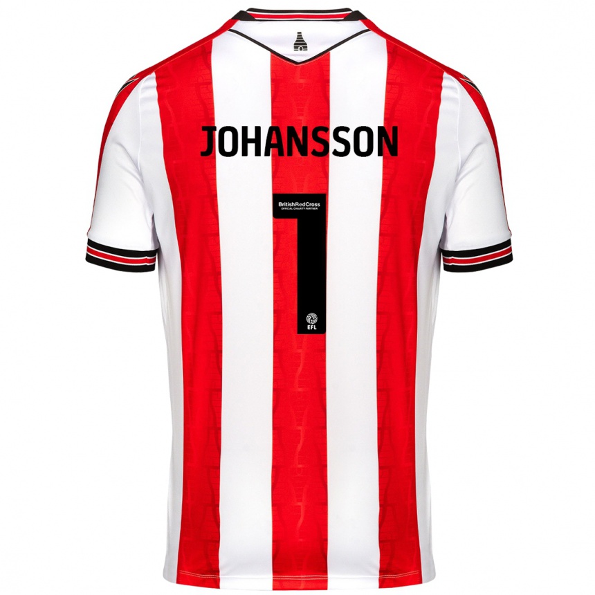 Niño Fútbol Camiseta Viktor Johansson #1 Rojo Blanco 1ª Equipación 2024/25