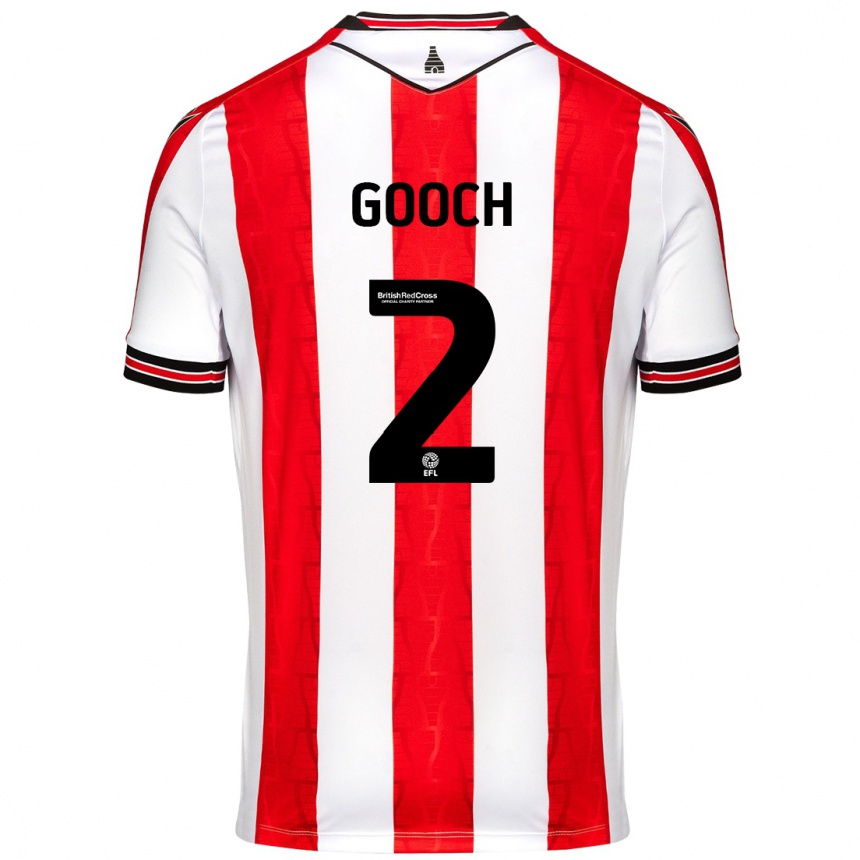 Niño Fútbol Camiseta Lynden Gooch #2 Rojo Blanco 1ª Equipación 2024/25