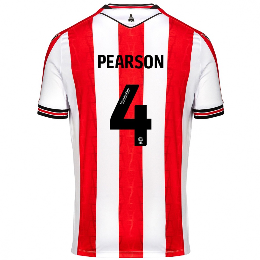 Niño Fútbol Camiseta Ben Pearson #4 Rojo Blanco 1ª Equipación 2024/25