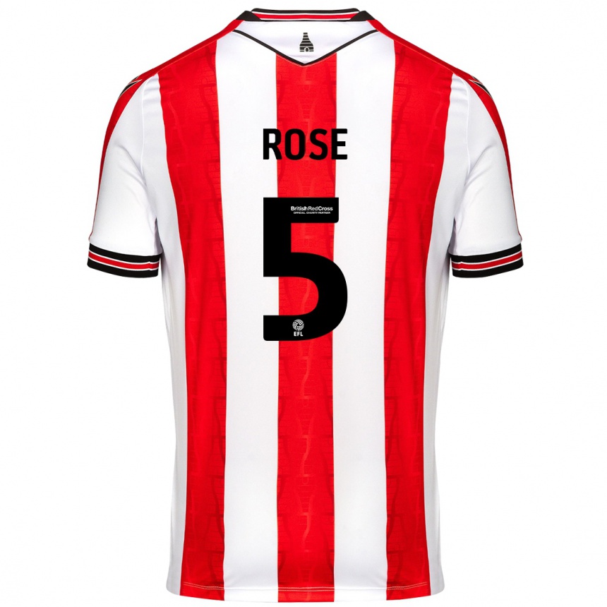 Niño Fútbol Camiseta Michael Rose #5 Rojo Blanco 1ª Equipación 2024/25