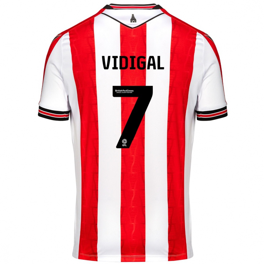 Niño Fútbol Camiseta André Vidigal #7 Rojo Blanco 1ª Equipación 2024/25