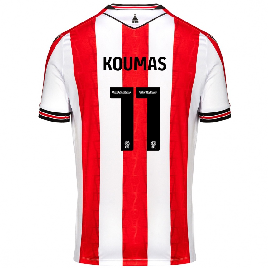 Niño Fútbol Camiseta Lewis Koumas #11 Rojo Blanco 1ª Equipación 2024/25