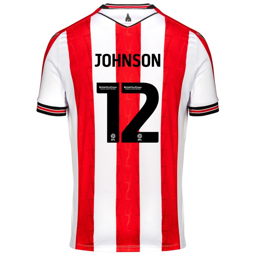 Niño Fútbol Camiseta Daniel Johnson #12 Rojo Blanco 1ª Equipación 2024/25