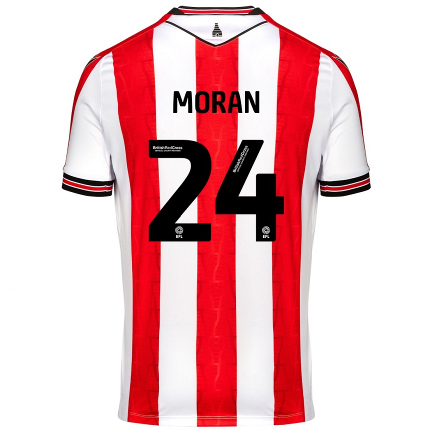 Niño Fútbol Camiseta Andrew Moran #24 Rojo Blanco 1ª Equipación 2024/25