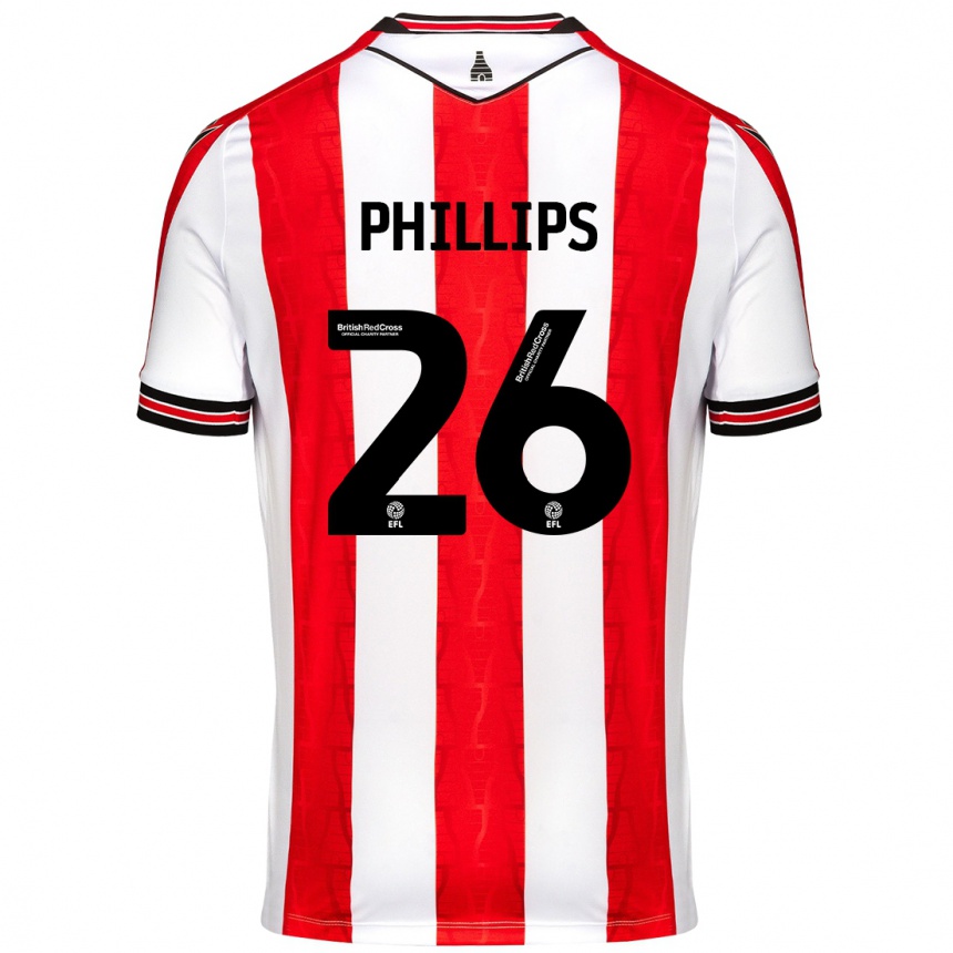 Niño Fútbol Camiseta Ashley Phillips #26 Rojo Blanco 1ª Equipación 2024/25