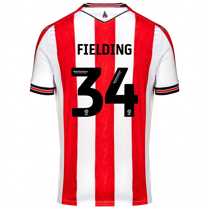 Niño Fútbol Camiseta Frank Fielding #34 Rojo Blanco 1ª Equipación 2024/25