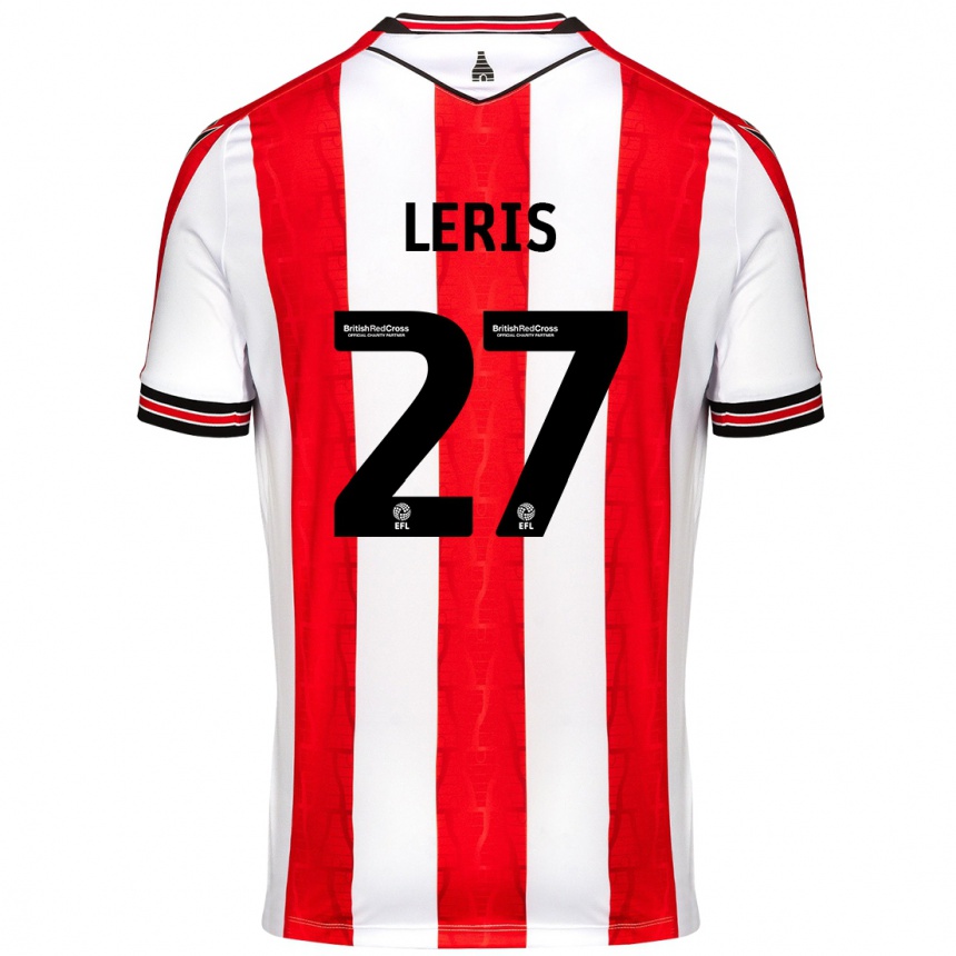 Niño Fútbol Camiseta Mehdi Léris #27 Rojo Blanco 1ª Equipación 2024/25