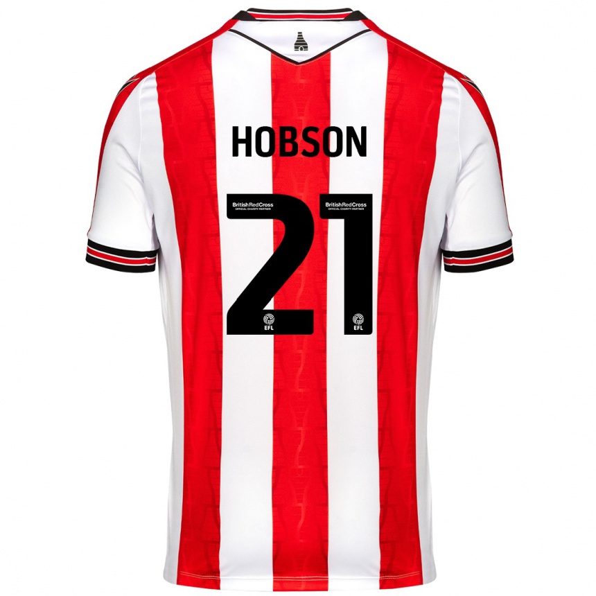 Niño Fútbol Camiseta Elizabeth Hobson #21 Rojo Blanco 1ª Equipación 2024/25