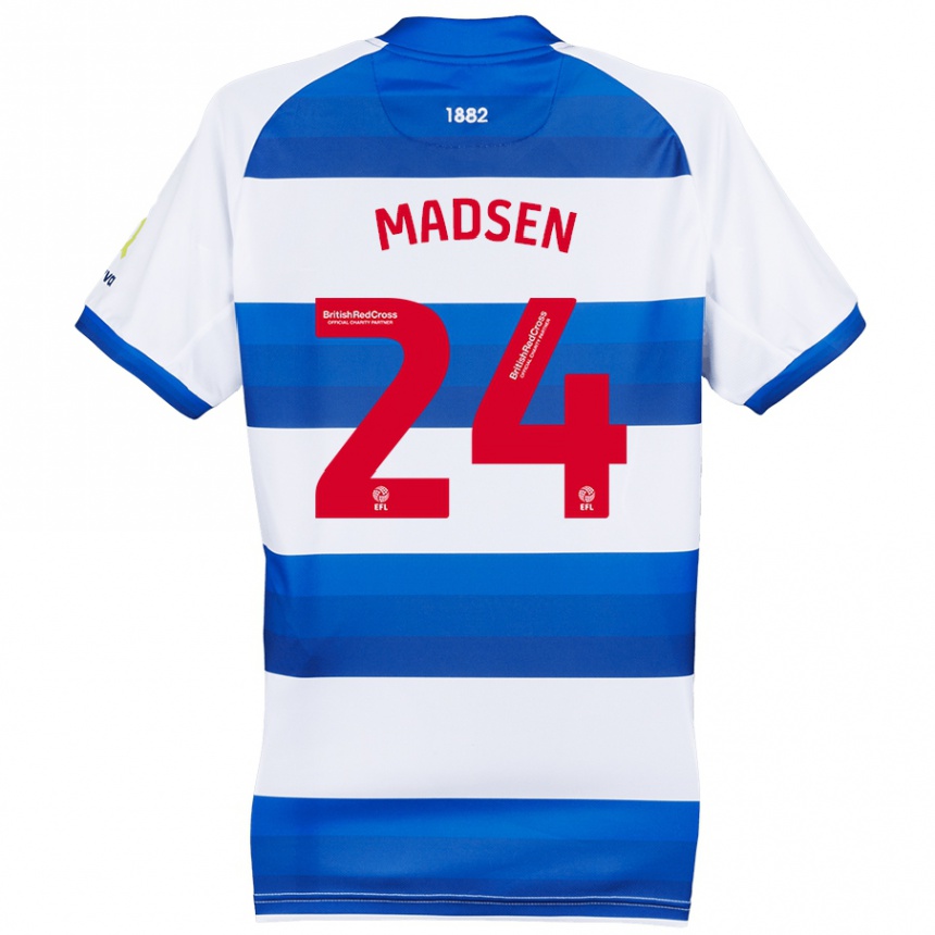 Niño Fútbol Camiseta Nicolas Madsen #24 Blanco Azul 1ª Equipación 2024/25