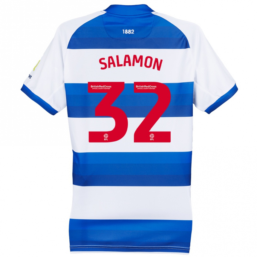 Niño Fútbol Camiseta Matteo Salamon #32 Blanco Azul 1ª Equipación 2024/25