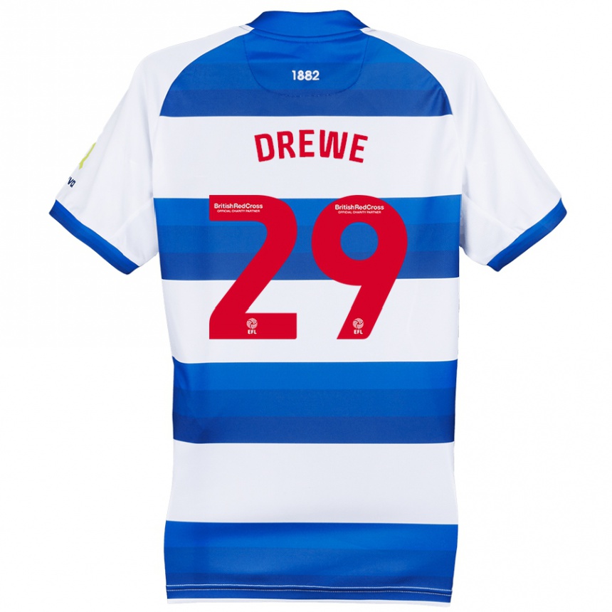 Niño Fútbol Camiseta Aaron Drewe #29 Blanco Azul 1ª Equipación 2024/25