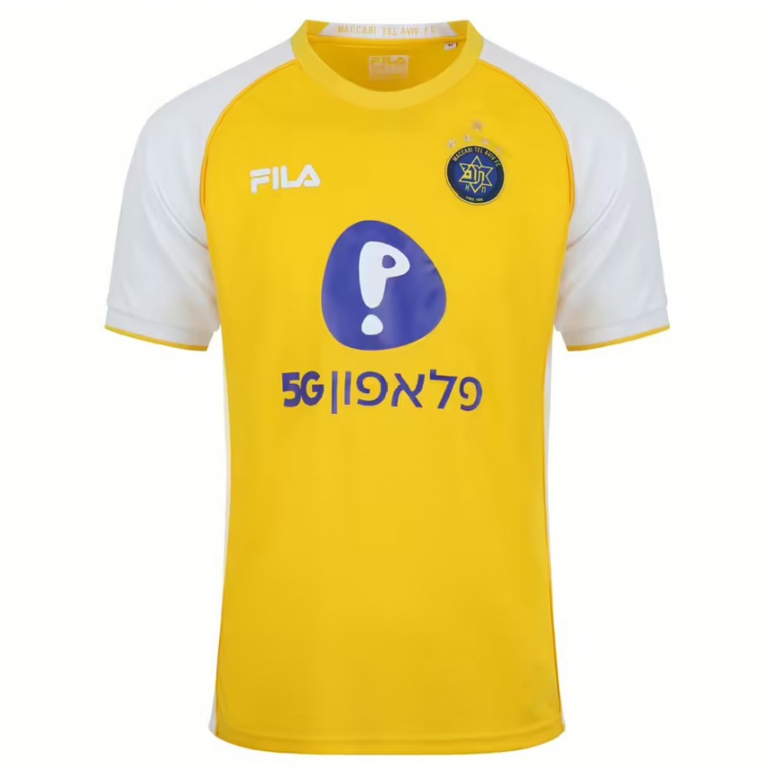 Niño Fútbol Camiseta Idan Nachmias #5 Amarillo Blanco 1ª Equipación 2024/25