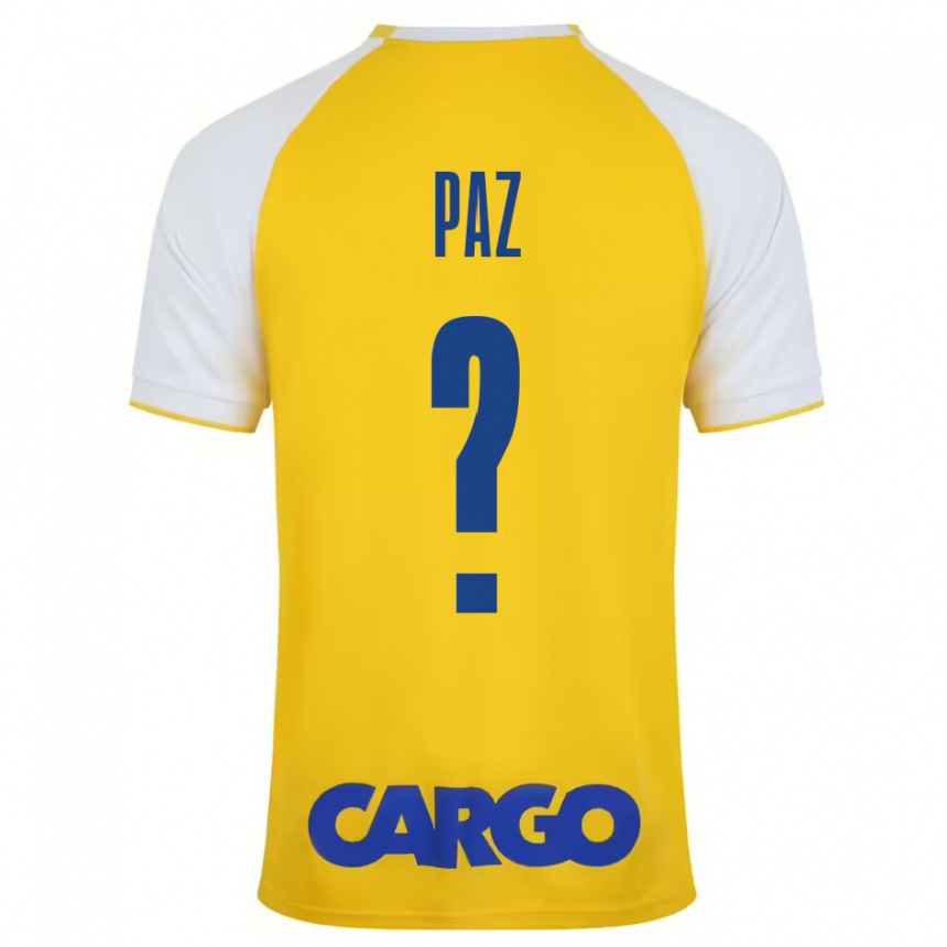 Niño Fútbol Camiseta Jonathan Paz #0 Amarillo Blanco 1ª Equipación 2024/25