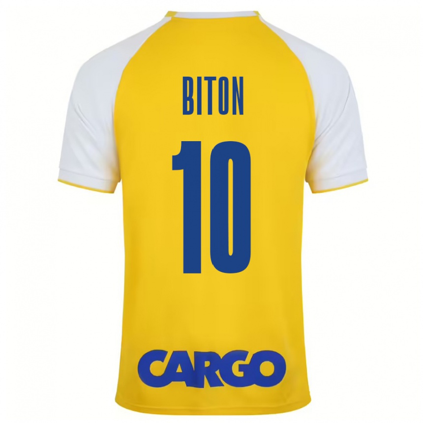 Niño Fútbol Camiseta Dan Biton #10 Amarillo Blanco 1ª Equipación 2024/25