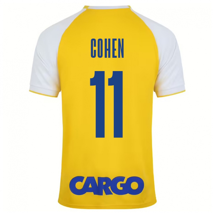 Niño Fútbol Camiseta Yonatan Cohen #11 Amarillo Blanco 1ª Equipación 2024/25