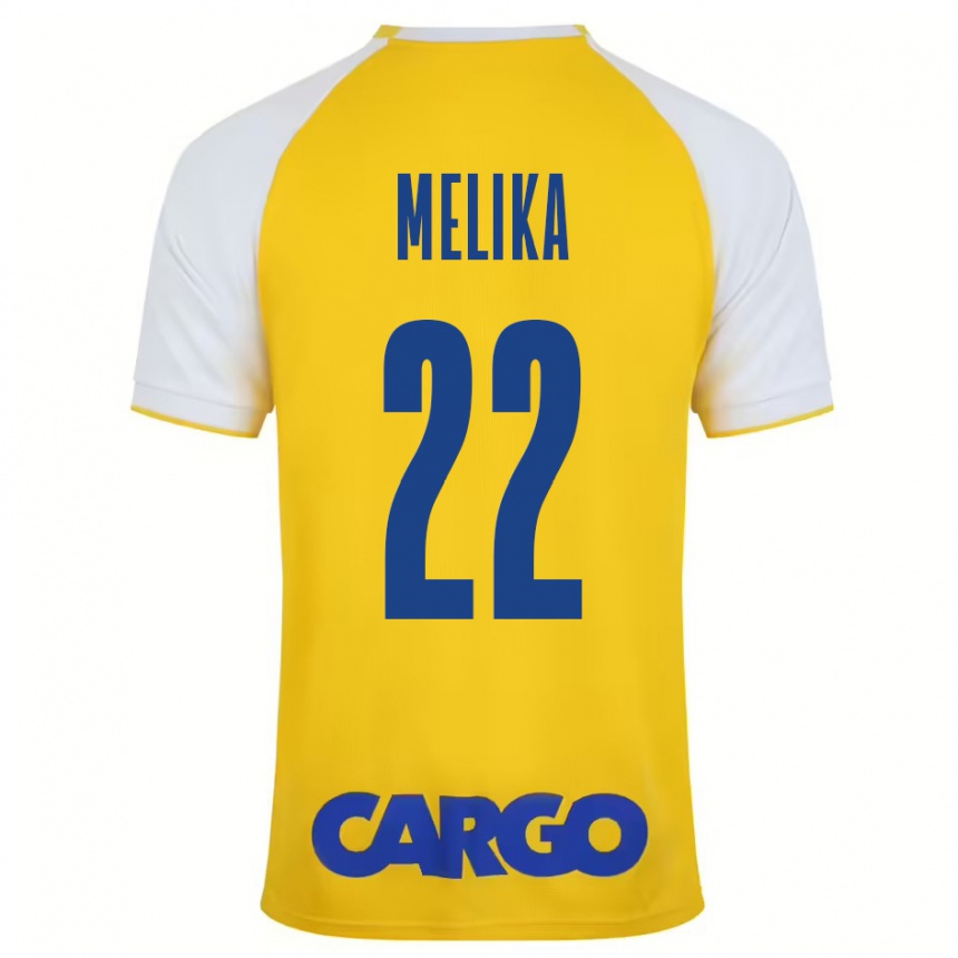 Niño Fútbol Camiseta Ofek Melika #22 Amarillo Blanco 1ª Equipación 2024/25