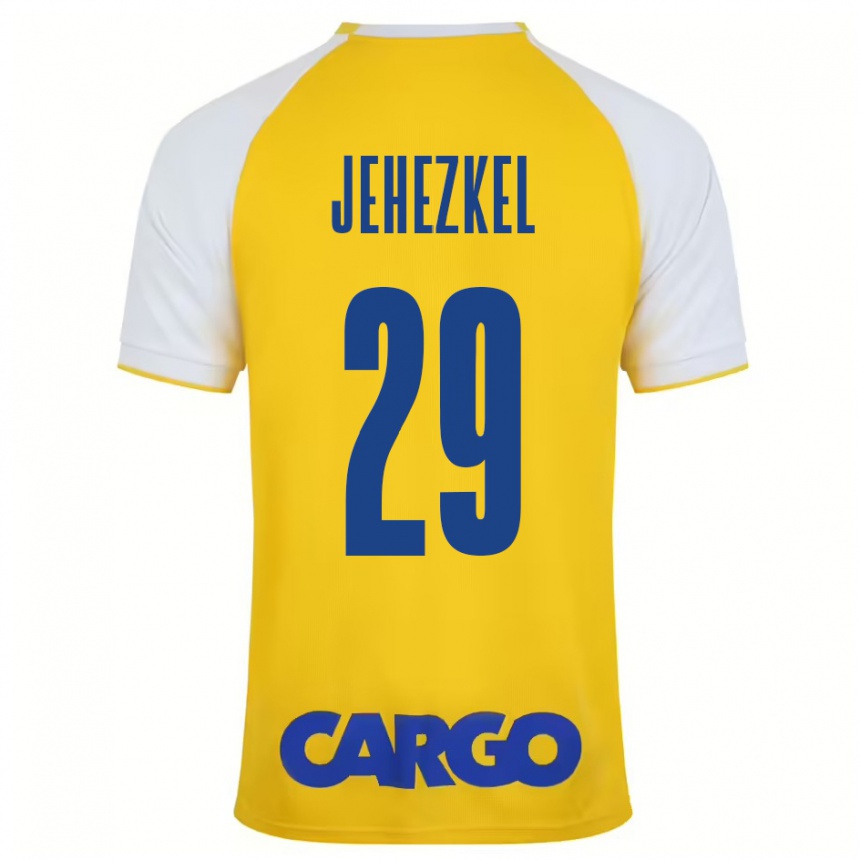 Niño Fútbol Camiseta Sagiv Jehezkel #29 Amarillo Blanco 1ª Equipación 2024/25