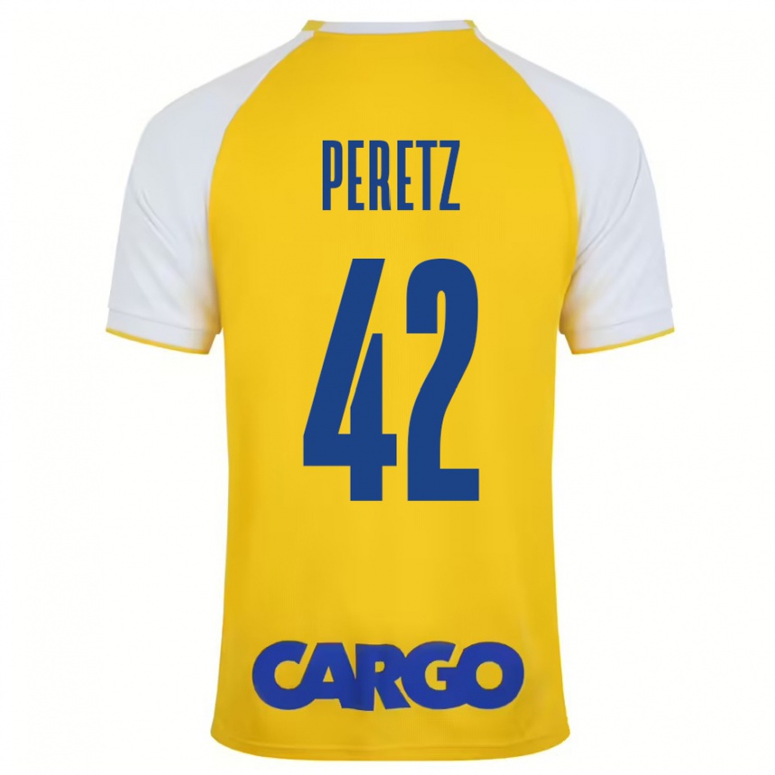 Niño Fútbol Camiseta Dor Peretz #42 Amarillo Blanco 1ª Equipación 2024/25