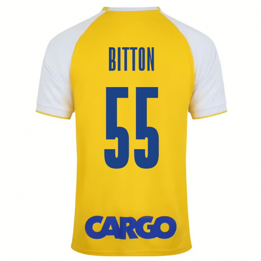 Niño Fútbol Camiseta Nir Bitton #55 Amarillo Blanco 1ª Equipación 2024/25