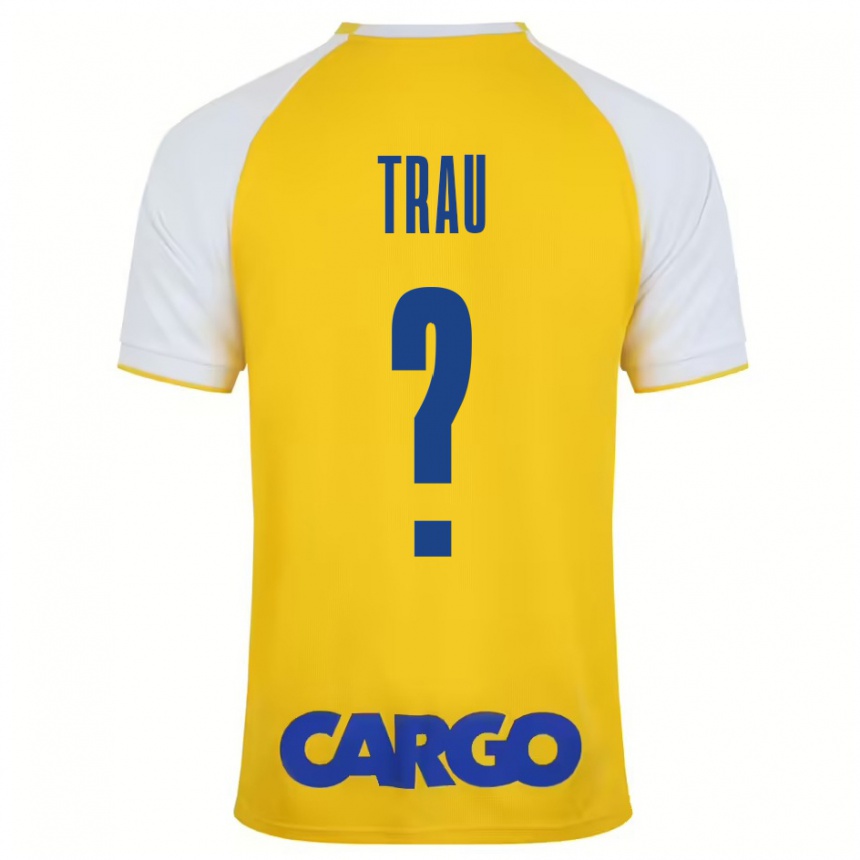 Niño Fútbol Camiseta Idan Trau #0 Amarillo Blanco 1ª Equipación 2024/25