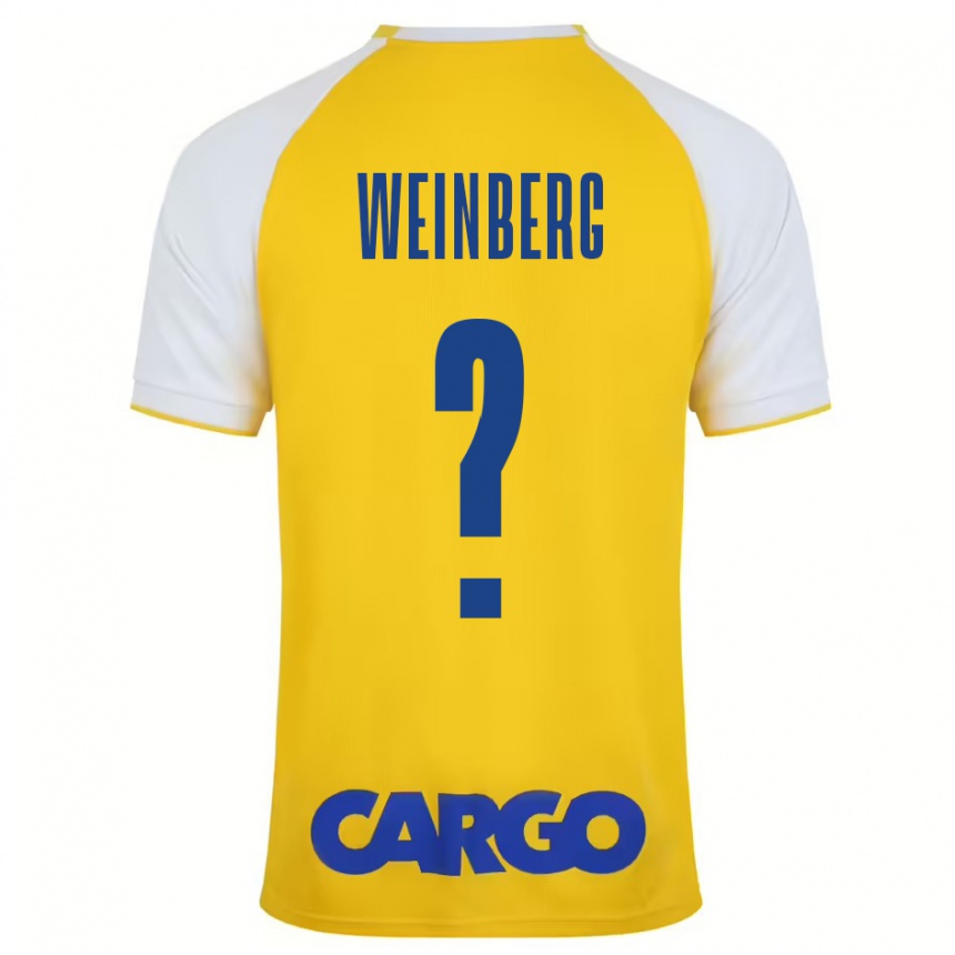 Niño Fútbol Camiseta Idan Weinberg #0 Amarillo Blanco 1ª Equipación 2024/25