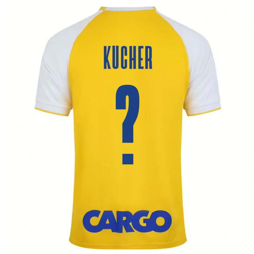 Niño Fútbol Camiseta Yahonatan Kucher #0 Amarillo Blanco 1ª Equipación 2024/25