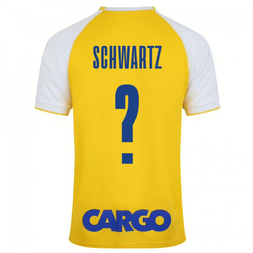 Niño Fútbol Camiseta Noam Schwartz #0 Amarillo Blanco 1ª Equipación 2024/25