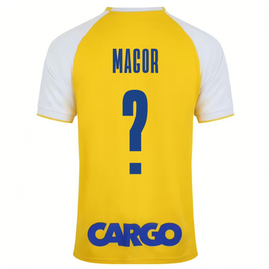 Niño Fútbol Camiseta Roee Magor #0 Amarillo Blanco 1ª Equipación 2024/25