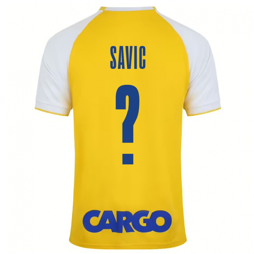 Niño Fútbol Camiseta Rom Savic #0 Amarillo Blanco 1ª Equipación 2024/25