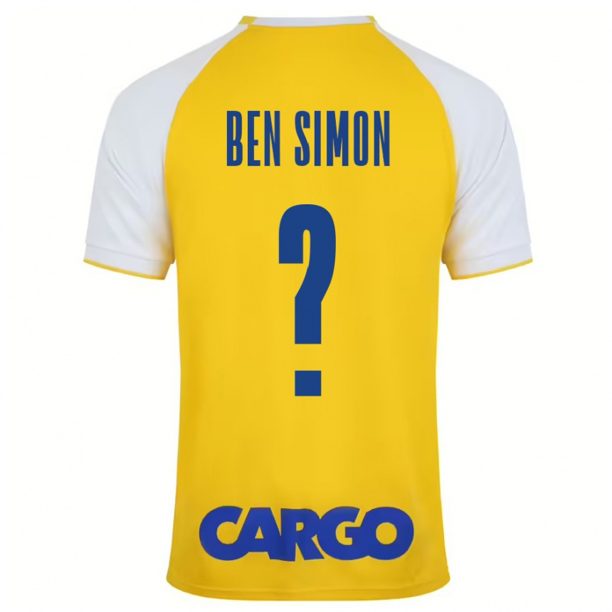 Niño Fútbol Camiseta Ilay Ben Simon #0 Amarillo Blanco 1ª Equipación 2024/25