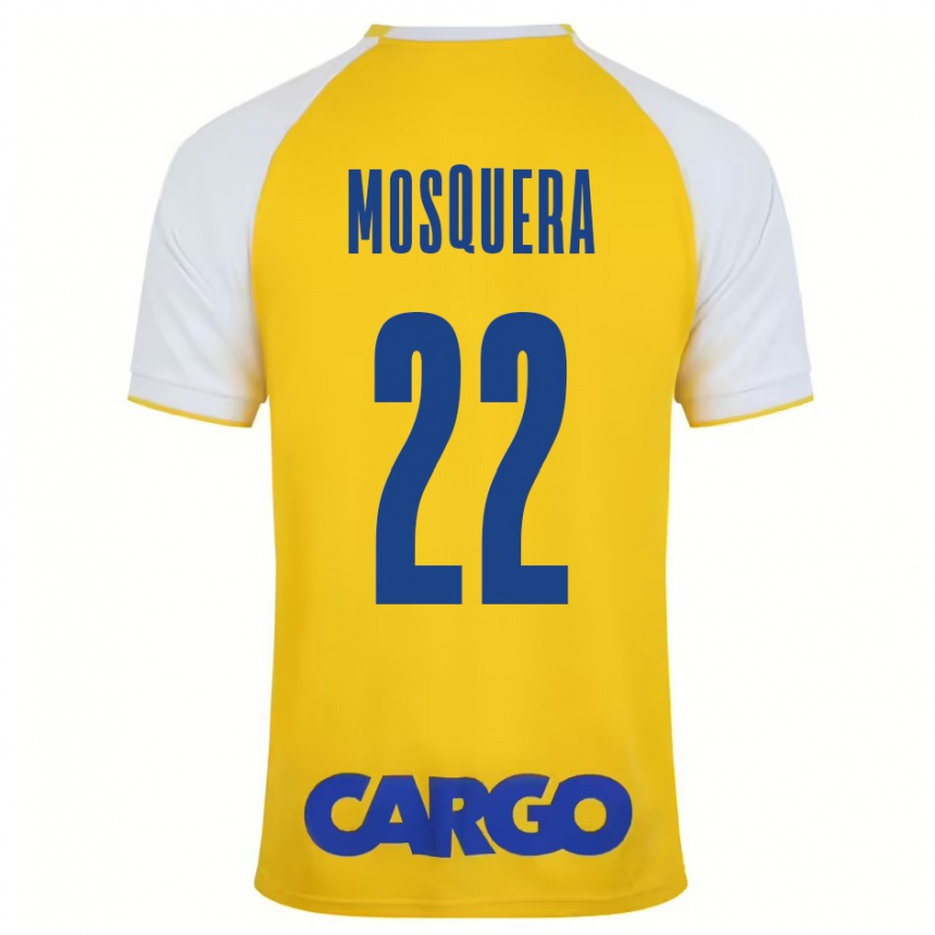 Niño Fútbol Camiseta Orlando Mosquera #22 Amarillo Blanco 1ª Equipación 2024/25