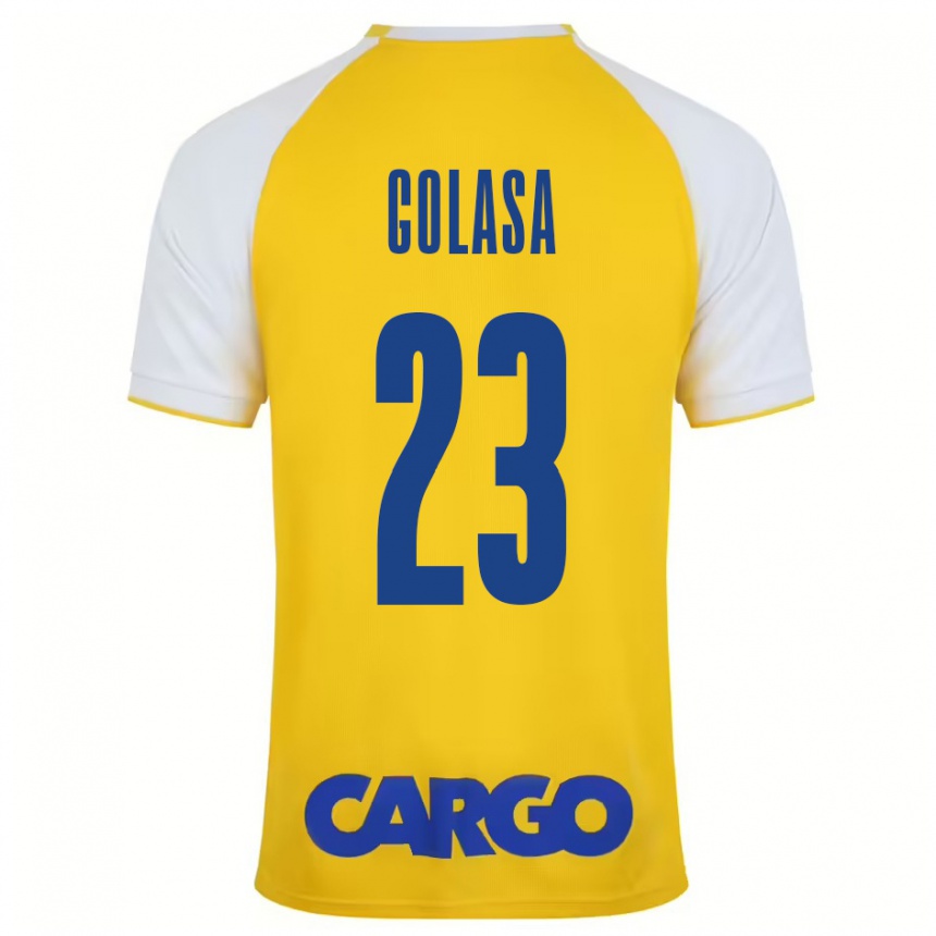 Niño Fútbol Camiseta Eyal Golasa #23 Amarillo Blanco 1ª Equipación 2024/25