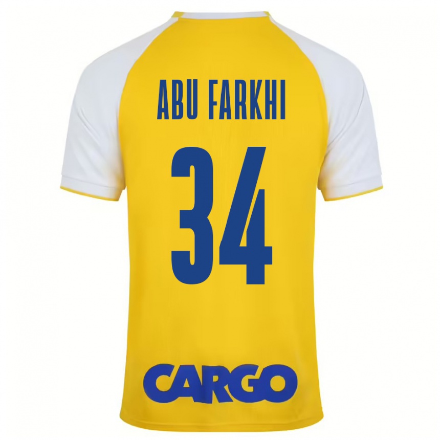 Niño Fútbol Camiseta Sayed Abu Farkhi #34 Amarillo Blanco 1ª Equipación 2024/25