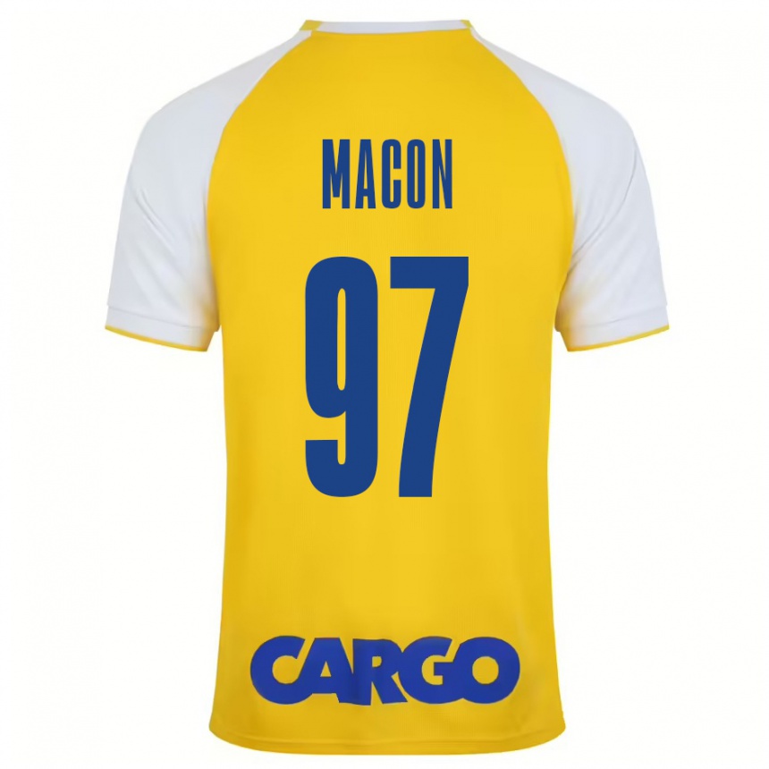 Niño Fútbol Camiseta Yvann Maçon #97 Amarillo Blanco 1ª Equipación 2024/25