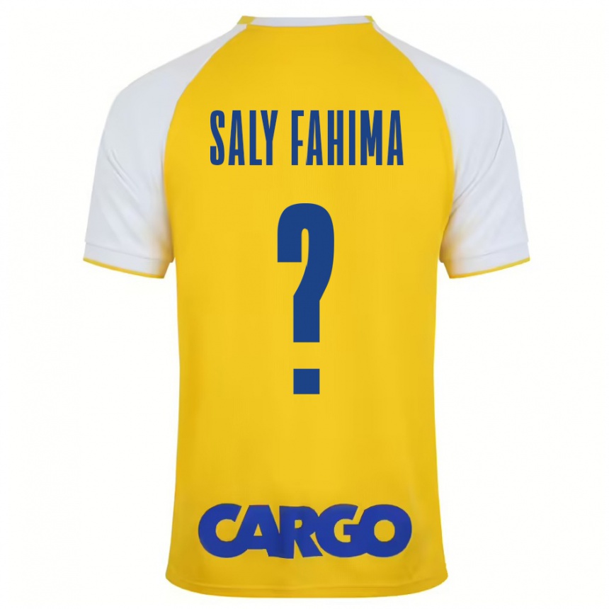 Niño Fútbol Camiseta Israel Saly Fahima #0 Amarillo Blanco 1ª Equipación 2024/25