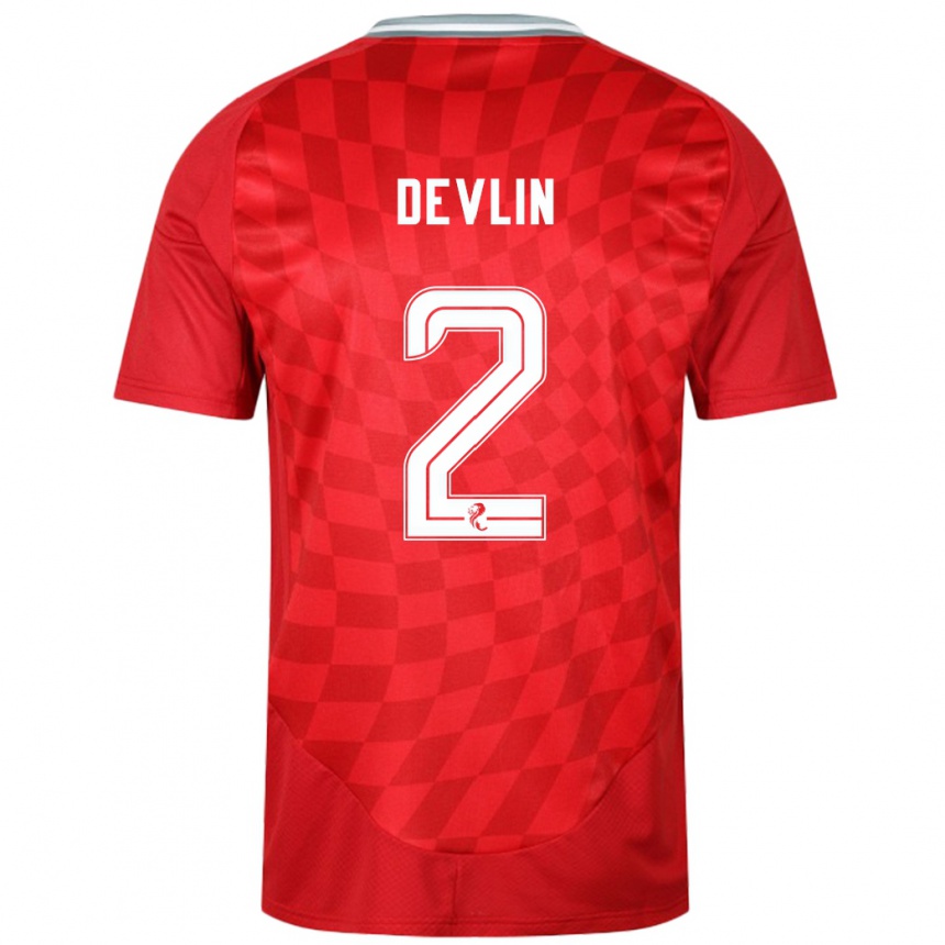 Niño Fútbol Camiseta Nicky Devlin #2 Rojo 1ª Equipación 2024/25