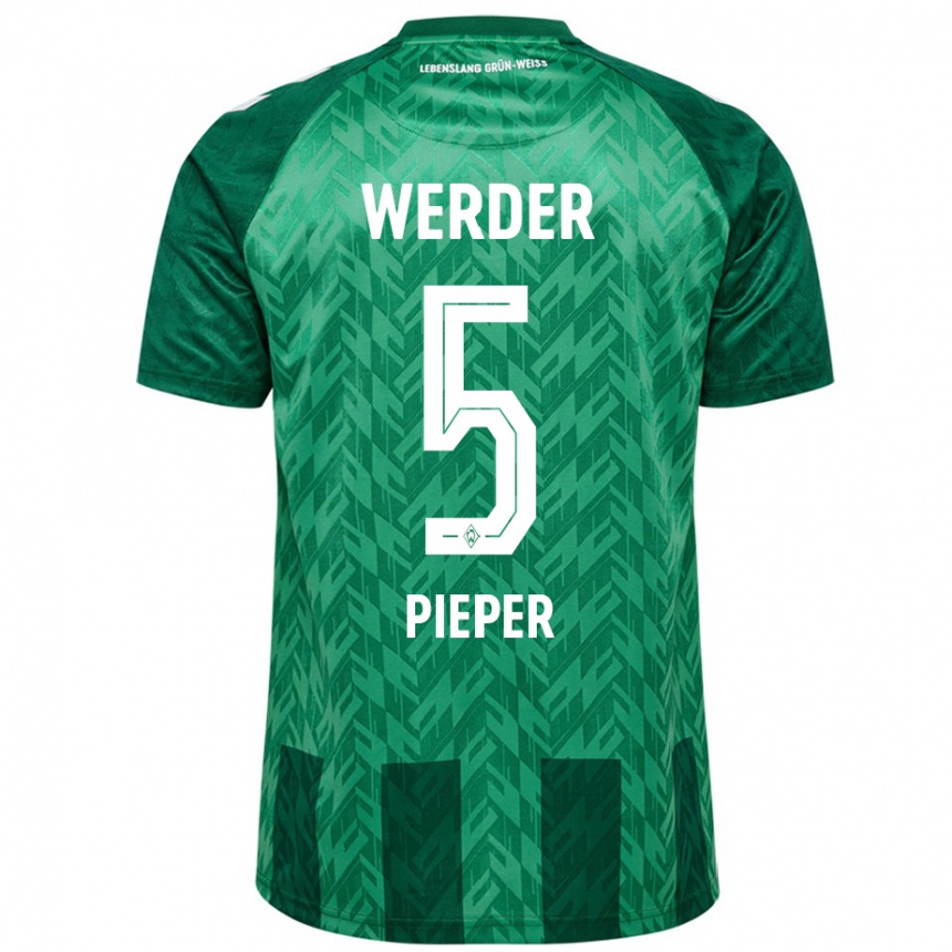 Niño Fútbol Camiseta Amos Pieper #5 Verde 1ª Equipación 2024/25